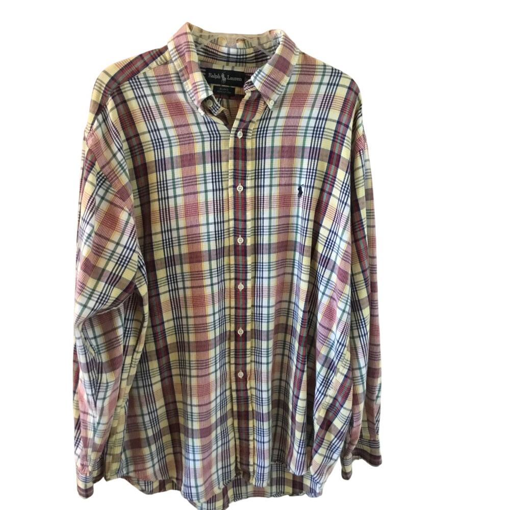 Ralph Lauren Shirt  Blake Button Down Multi-colored Plaid  Cotton Men's Size  L